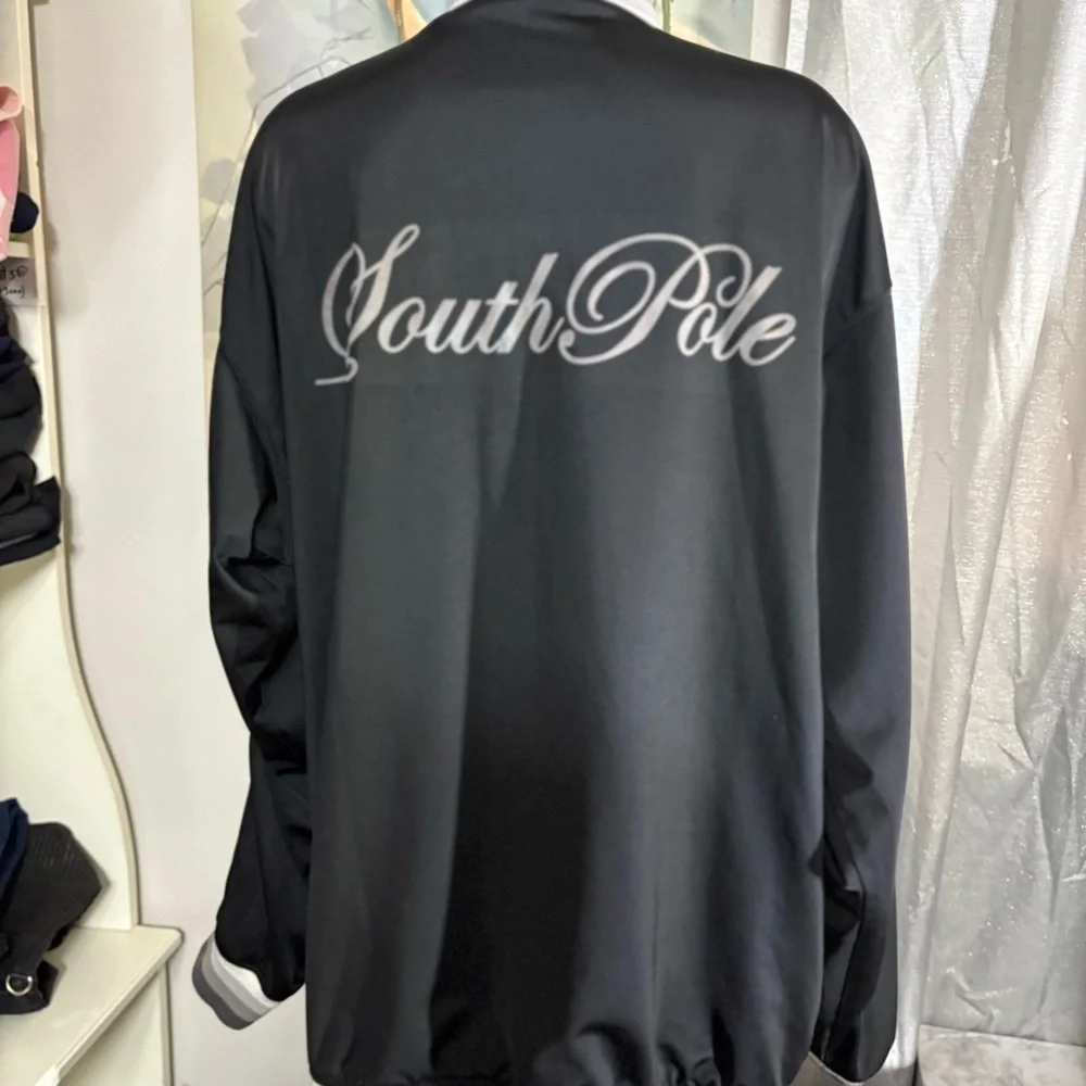 South Pole Black and White Bomber Jacket with Logo